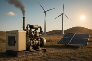 ترکیب ژنراتورهای گازسوز با انرژیهای تجدیدپذیر و باتری: راهکاری برای آینده پایدار